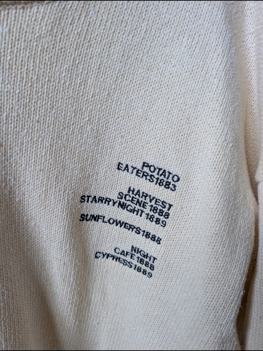 Unbranded Cream Graphic Sleeve Knit Sweater - Picture 3 of 4